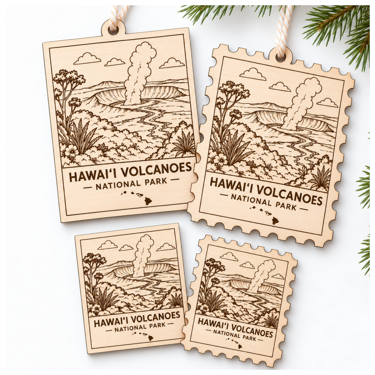National Park Collection: Hawai'i Volcanoes Stamp Ornaments & Magnets