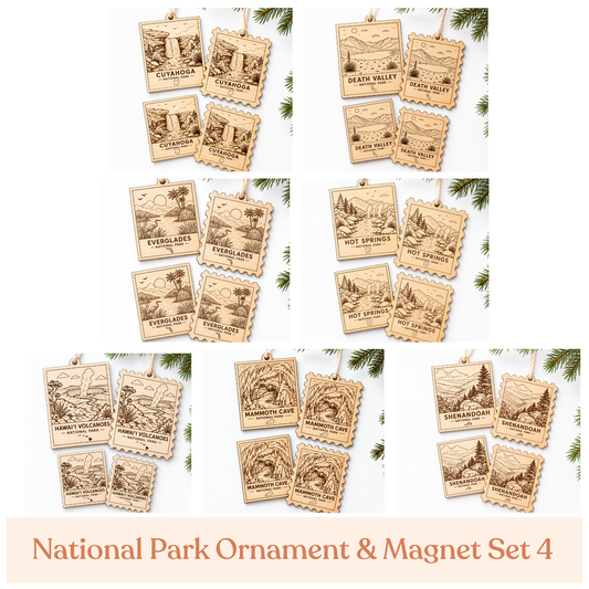 National Park Stamp Ornament and Magnet Set 4