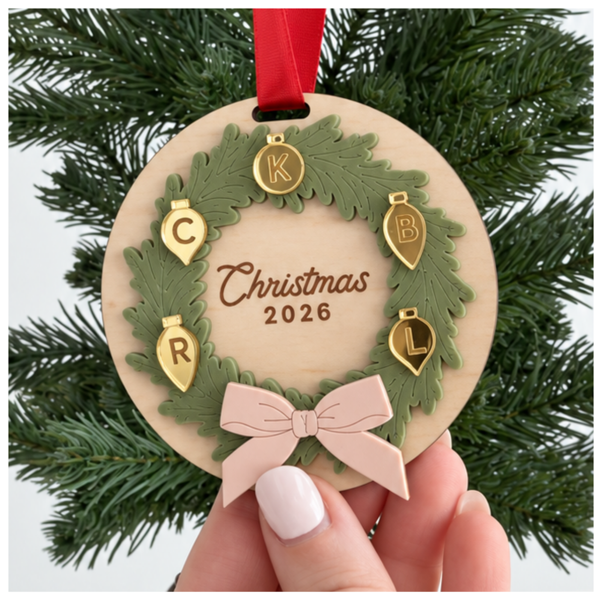 Mini Initial Wreath Ornament