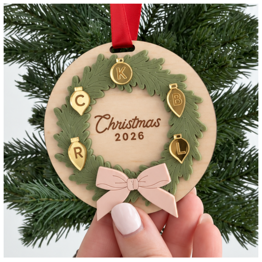 Mini Initial Wreath Ornament