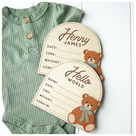Birth Stats & Hello World Bear Sign