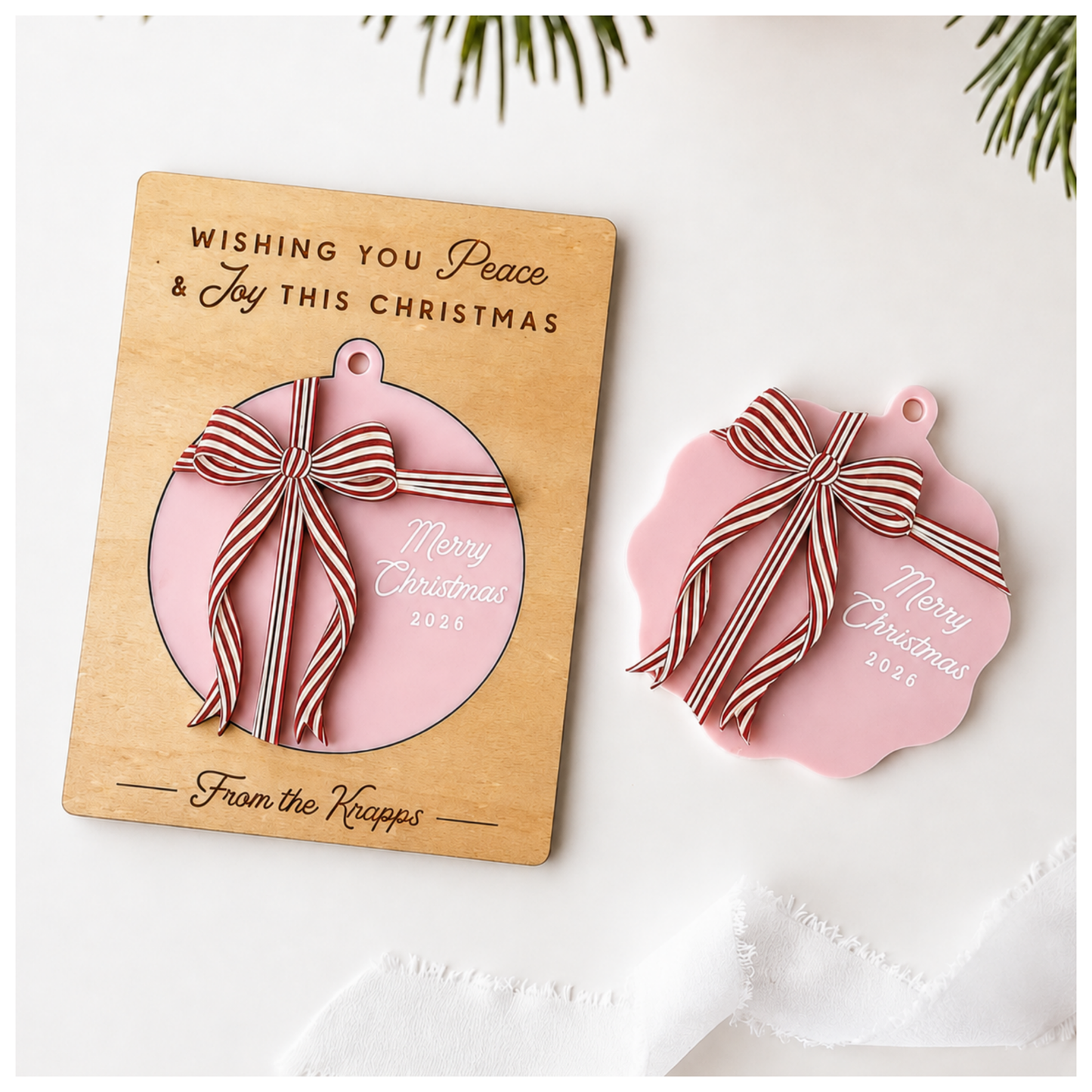 Bow Ornaments Circle and Wavy