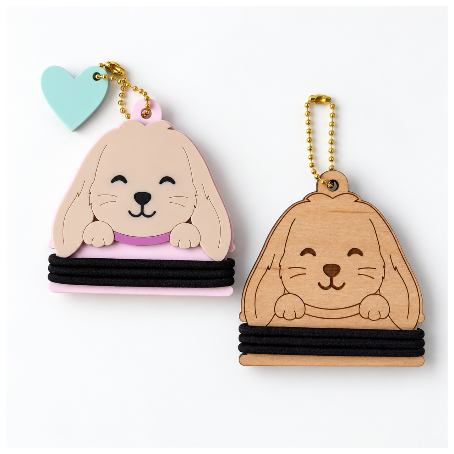 Bunny Hair Tie Holder Keychains