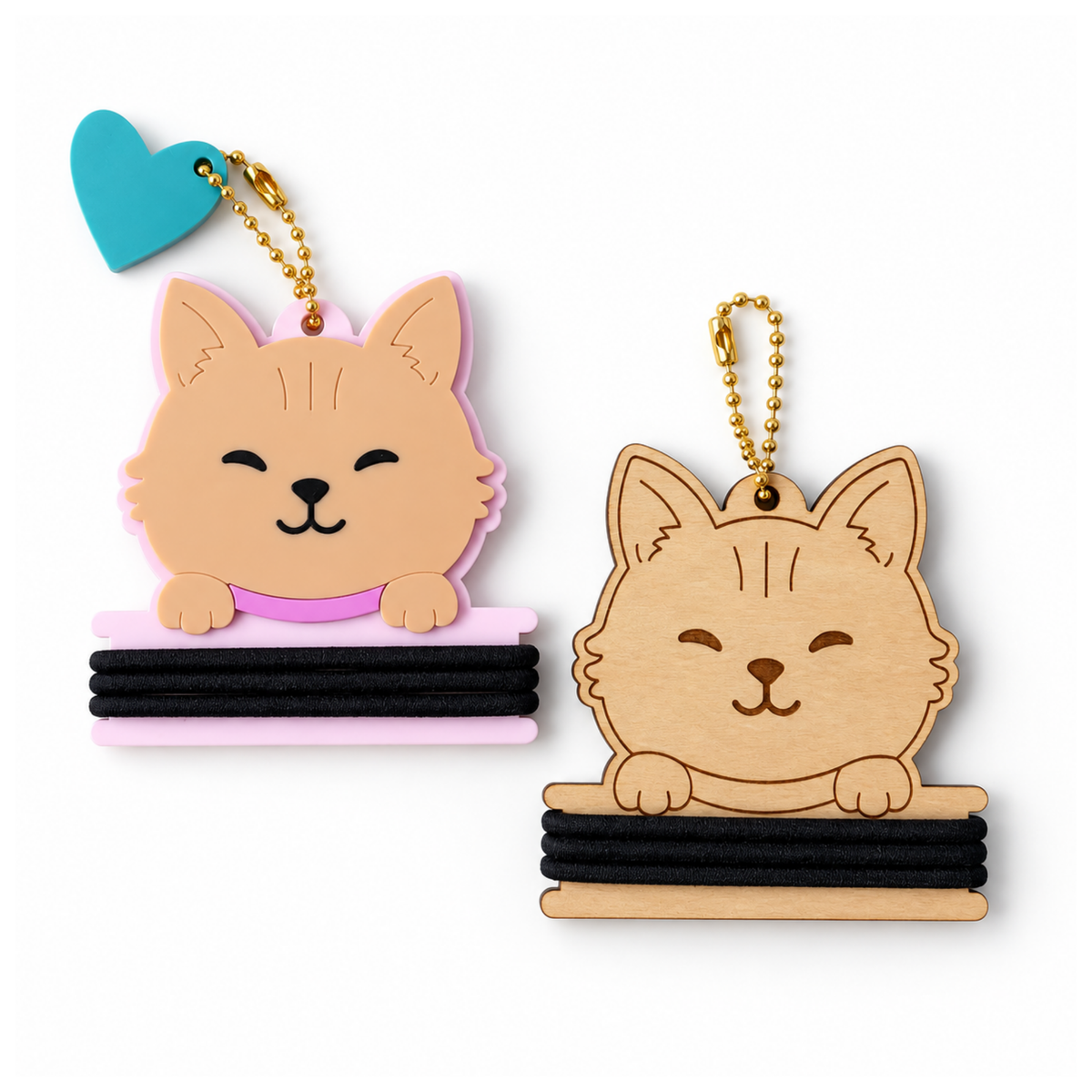 Cat Hair Tie Holder Keychains