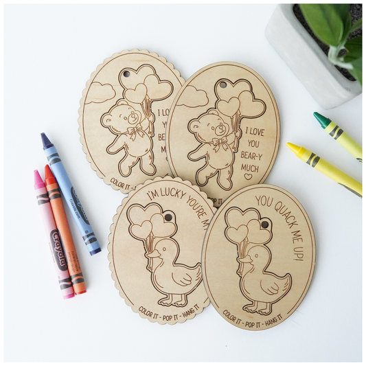 Valentine's Duck and Bear Paint and Pop Out Kit