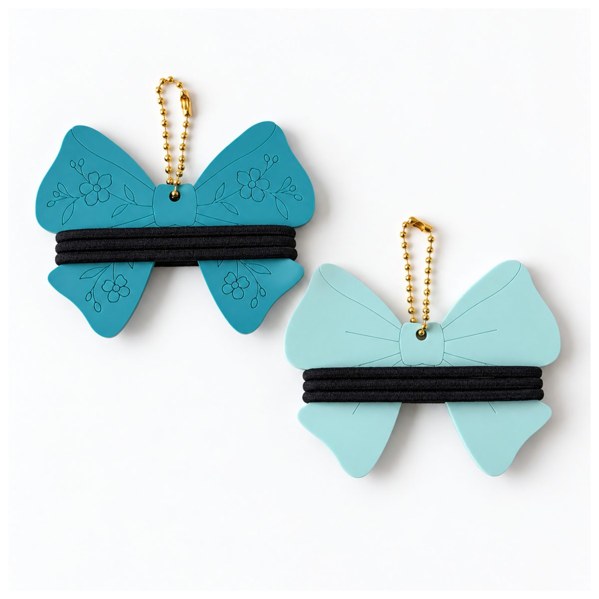 Floral Bow 1 Hair Tie Holder Keychains