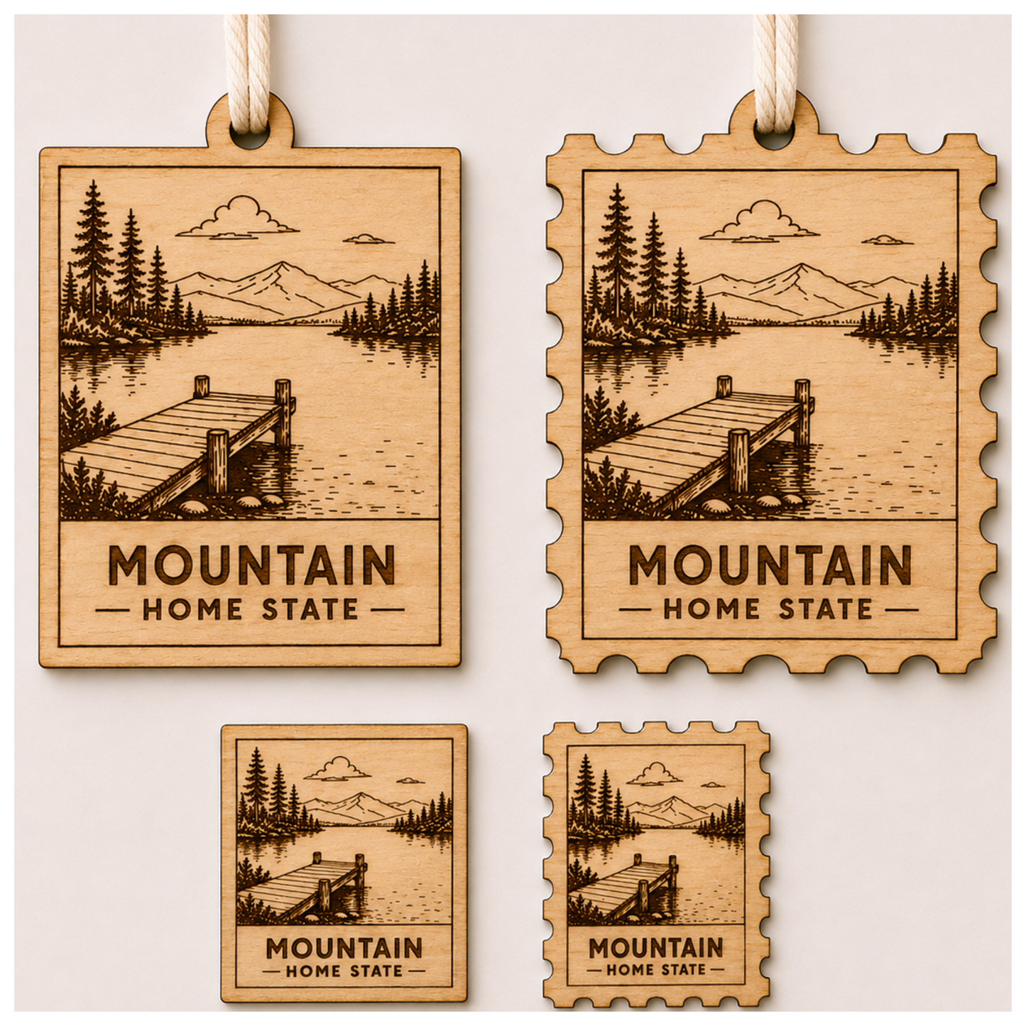 National Park Collection: Generic Lake with Mountain Stamp Ornaments & Magnets