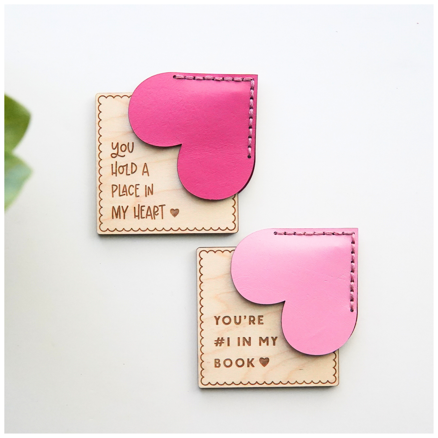 Leather Heart Corner Bookmarks