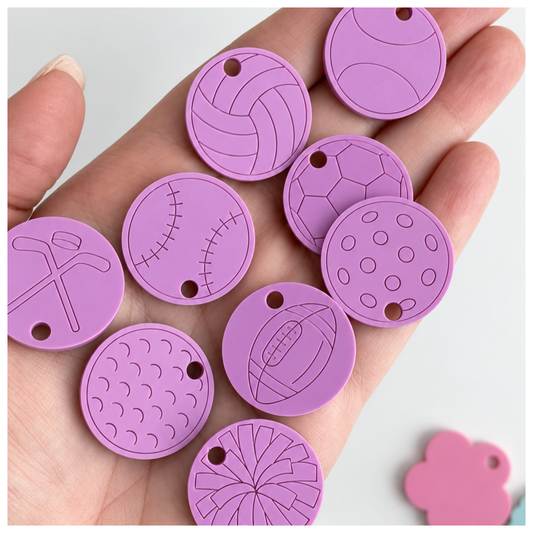 Mini Sports Ball Charms Hair Tie Holder Keychain Tags