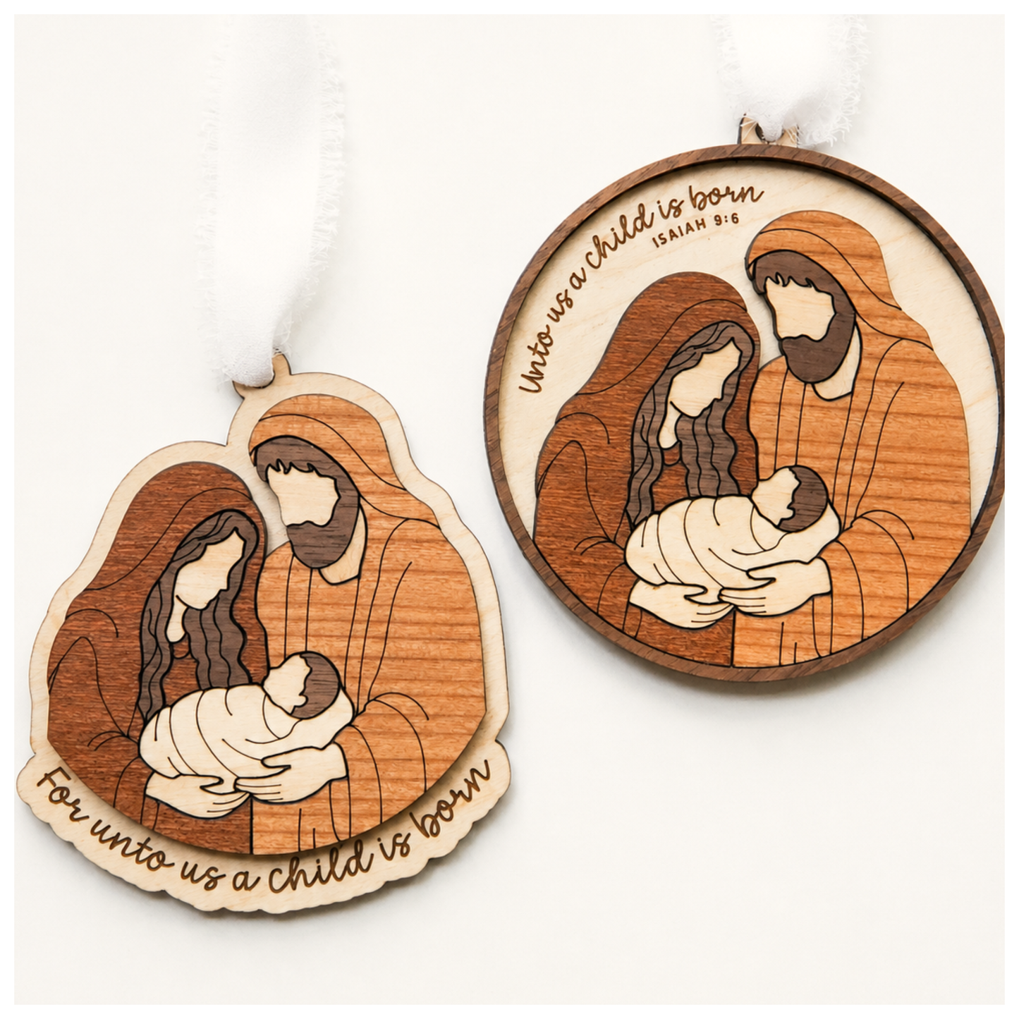 Nativity Family Round Ornaments