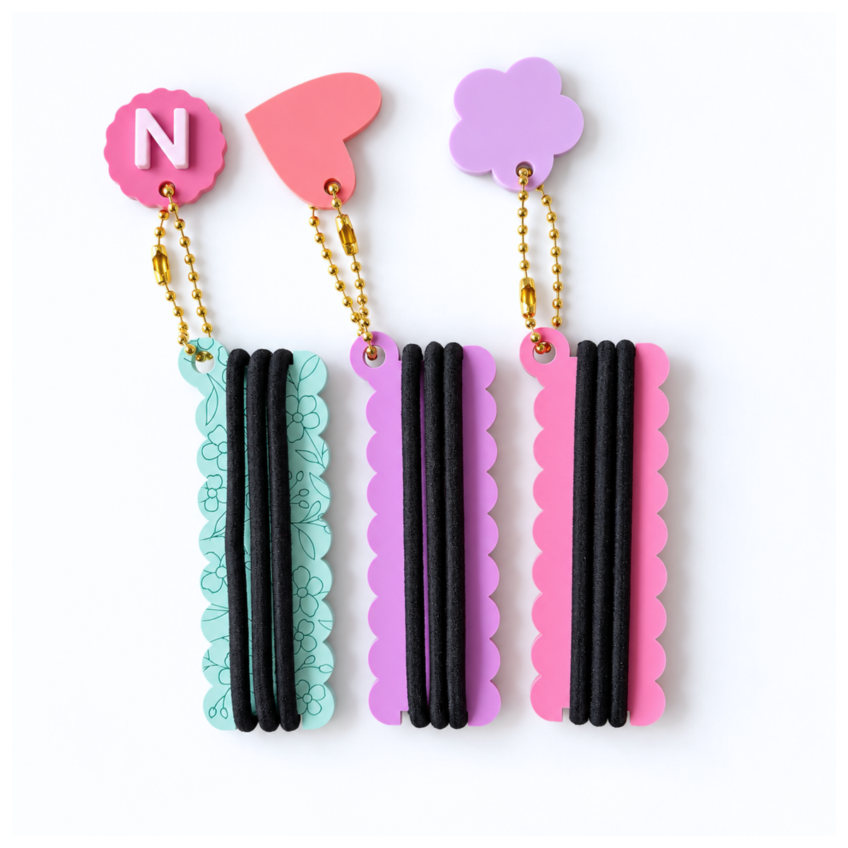 Scalloped Hair Tie Holder Keychains
