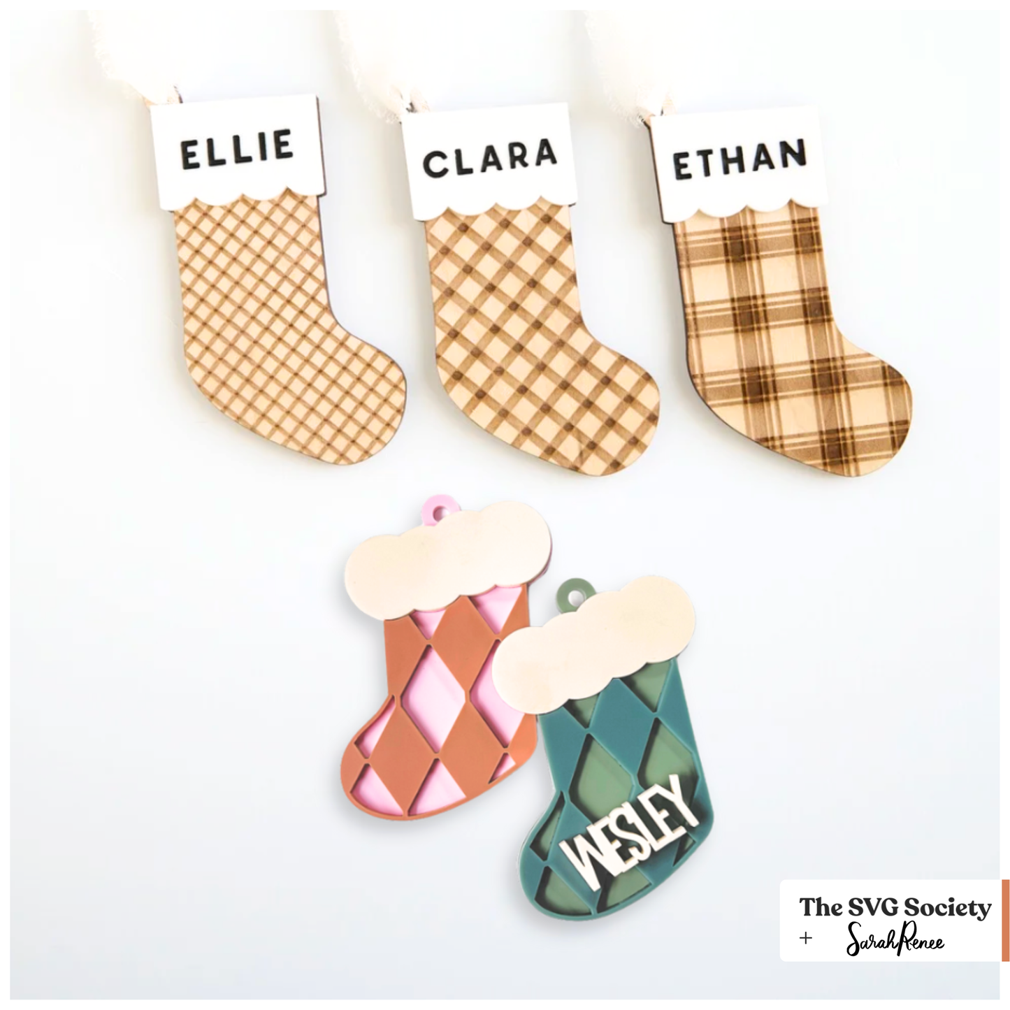 Gingham & Argyle Stocking Ornaments