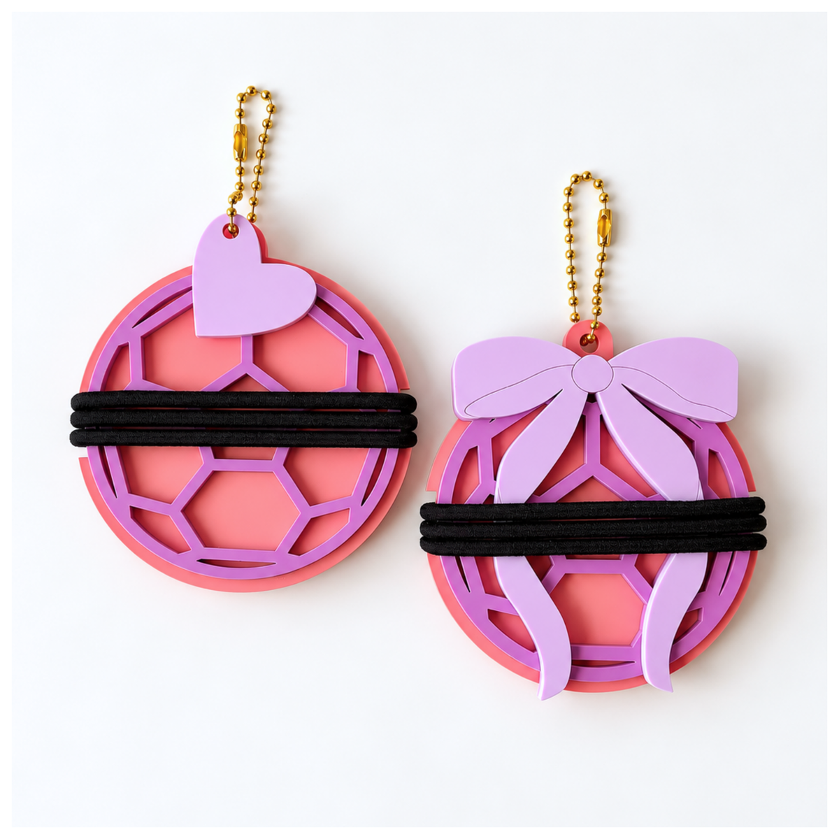 Soccer Hair Tie Holder Keychains