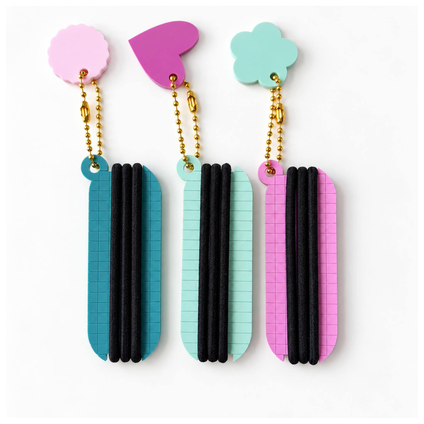 Striped Hair Tie Holder Keychains