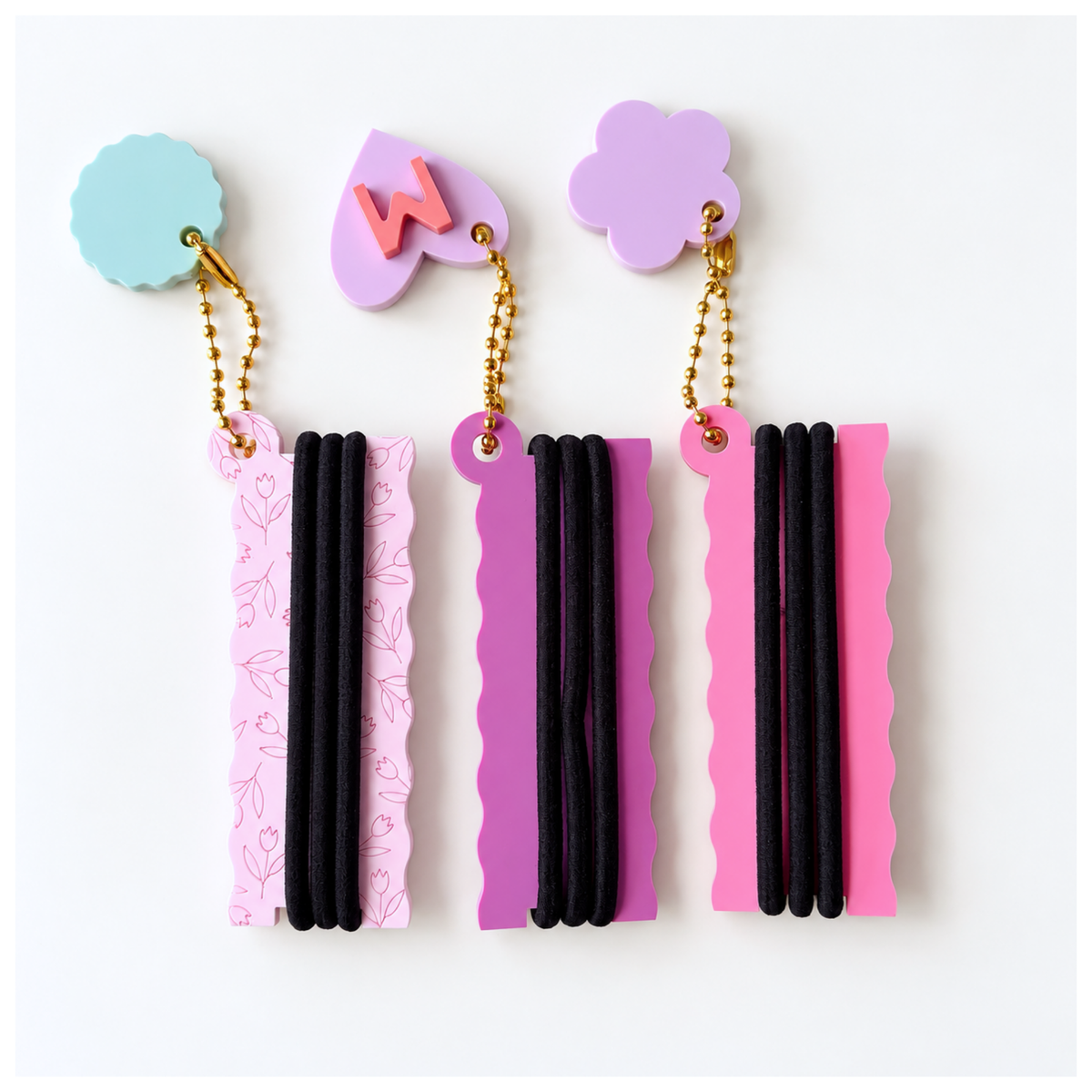 Wavy Hair Tie Holder Keychains