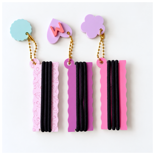 Wavy Hair Tie Holder Keychains