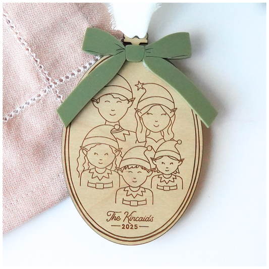 Custom Family Elf Face Ornament