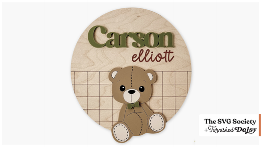 Bear Gingham Name Sign