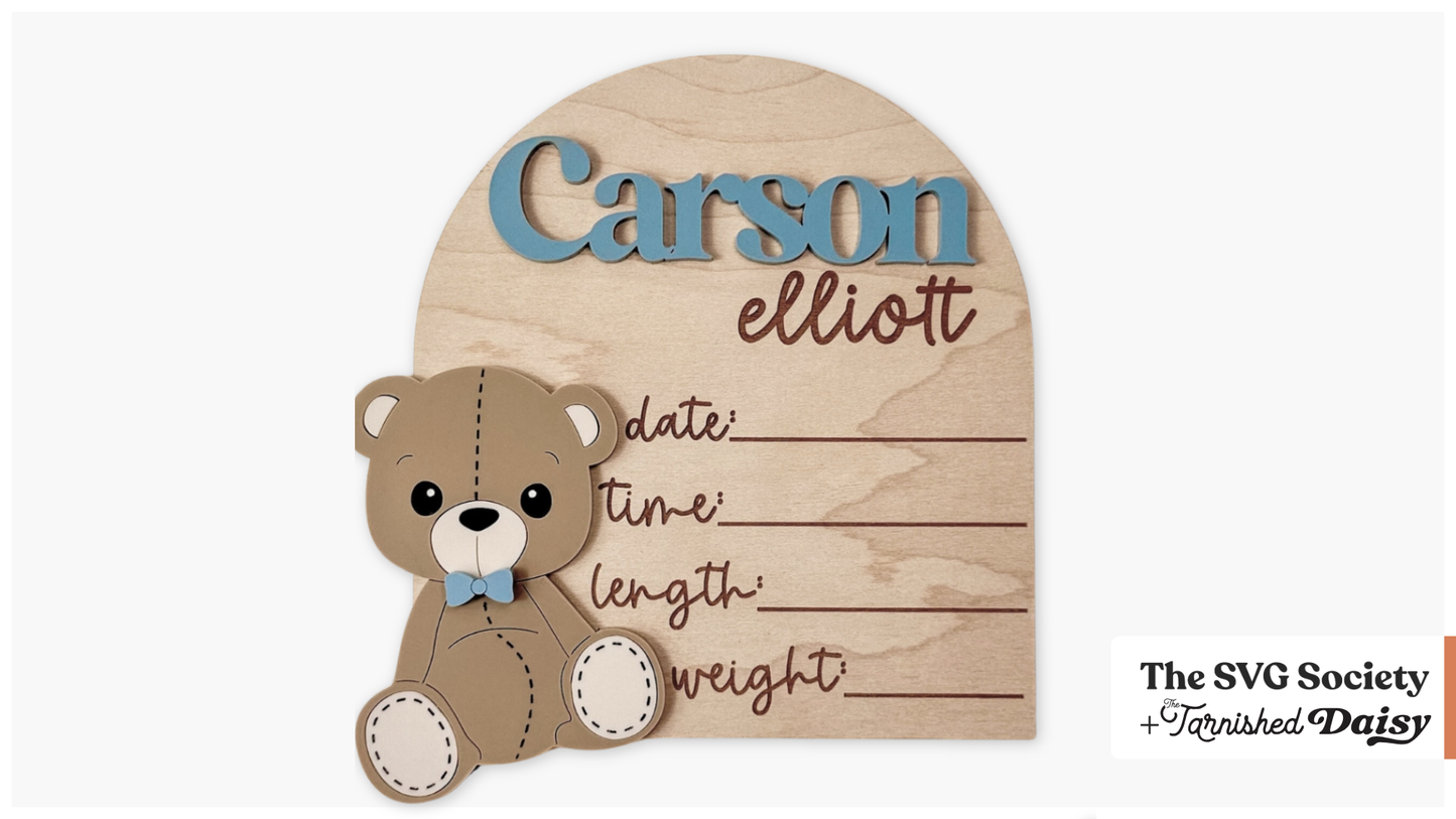 Bear Birth Stats Sign